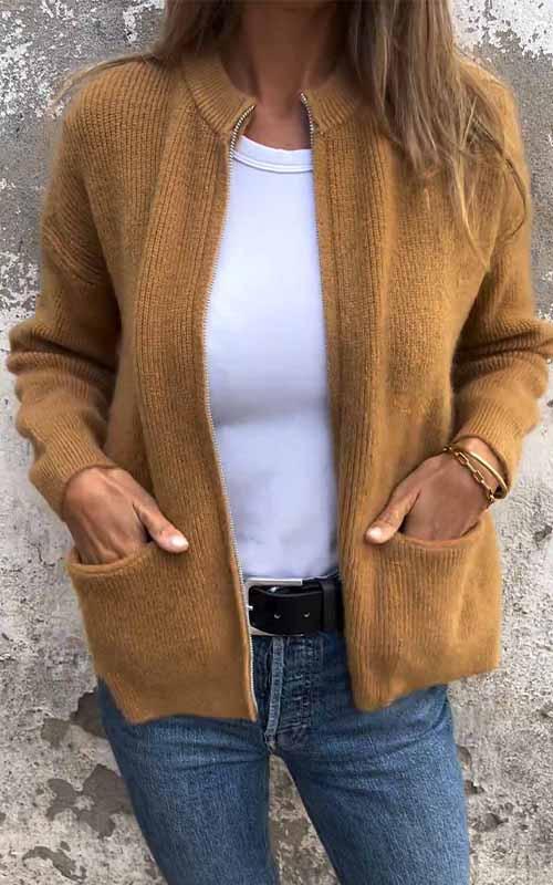 Marcia | Cardigan en Maille Douce avec Zip