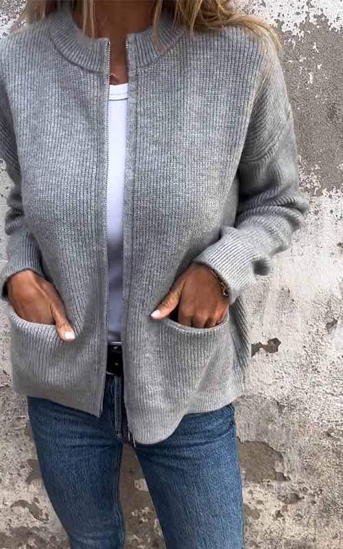 Marcia | Cardigan en Maille Douce avec Zip